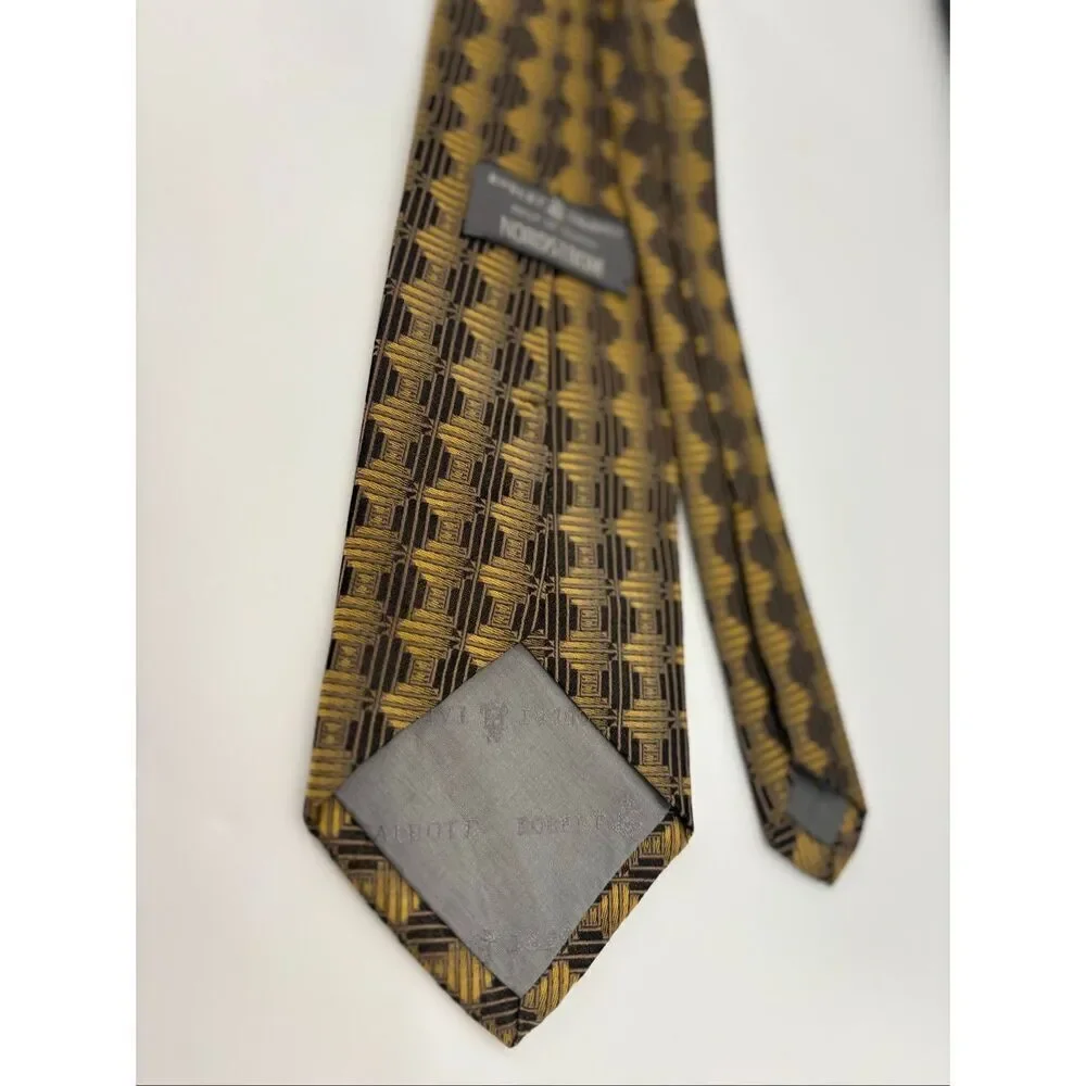 Robert Talbott Best of Class Silk Tie Gold Black Geometric USA